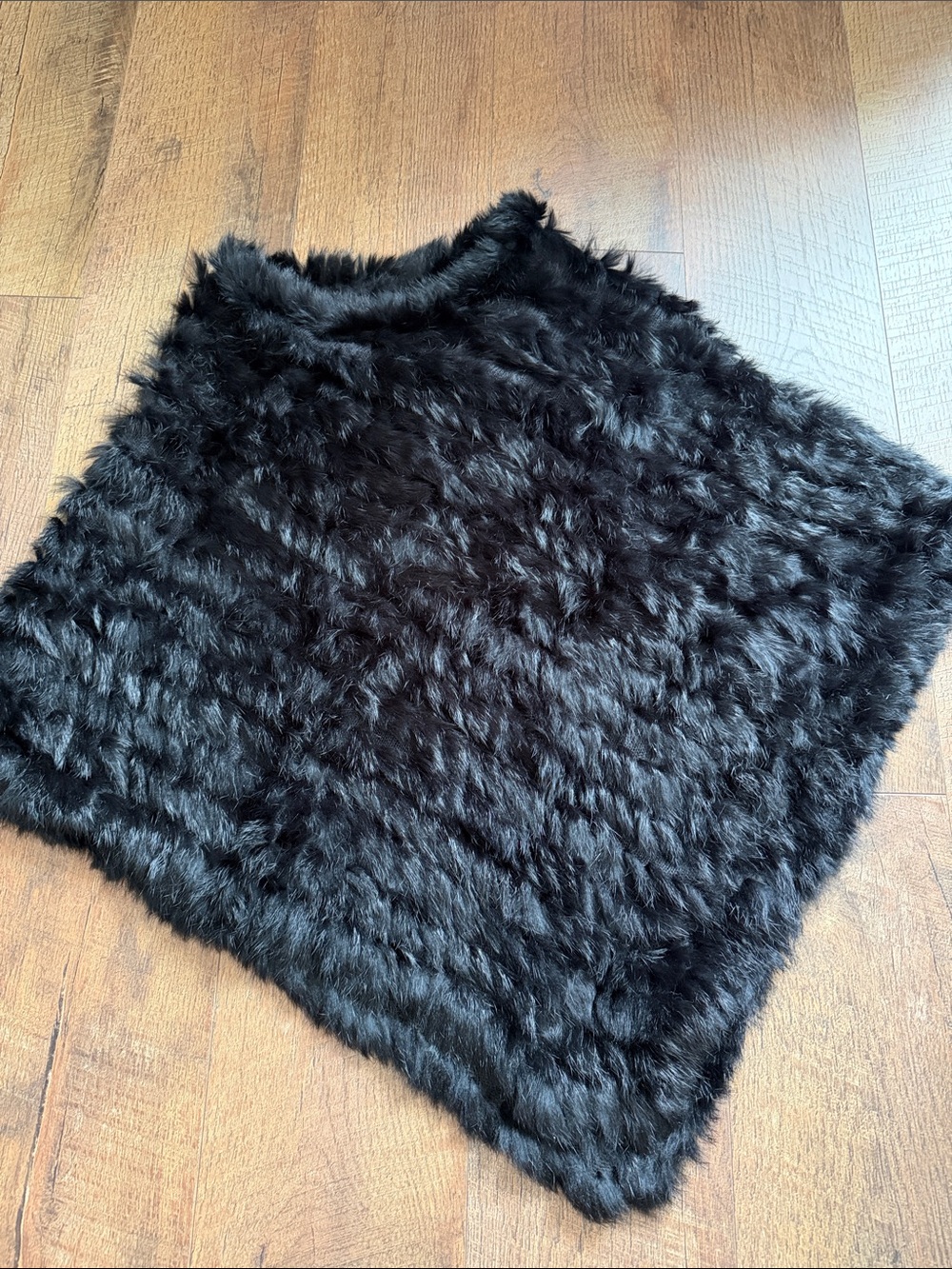 Black Faux Fur Poncho Top